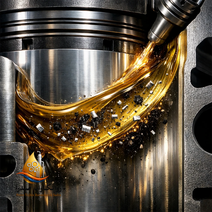 نمای مقطعی/تصویری از ناحیه سیلندر و ذرات سایش در روغن